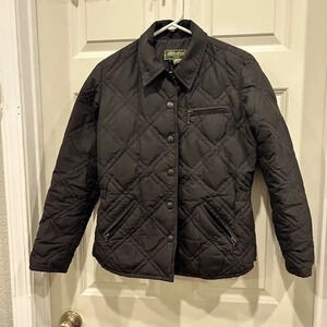 Eddie Bauer Black Goose Down‎ Quilted Jacket Coat women’s size Small